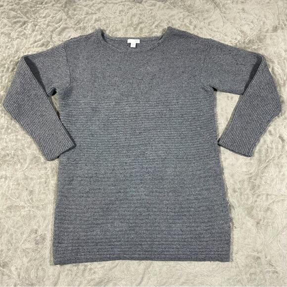 J. Jill Knit Sweater Gray Ribbed Pullover Women’s L Tall Wool Silk Lagenlook - Picture 1 of 6